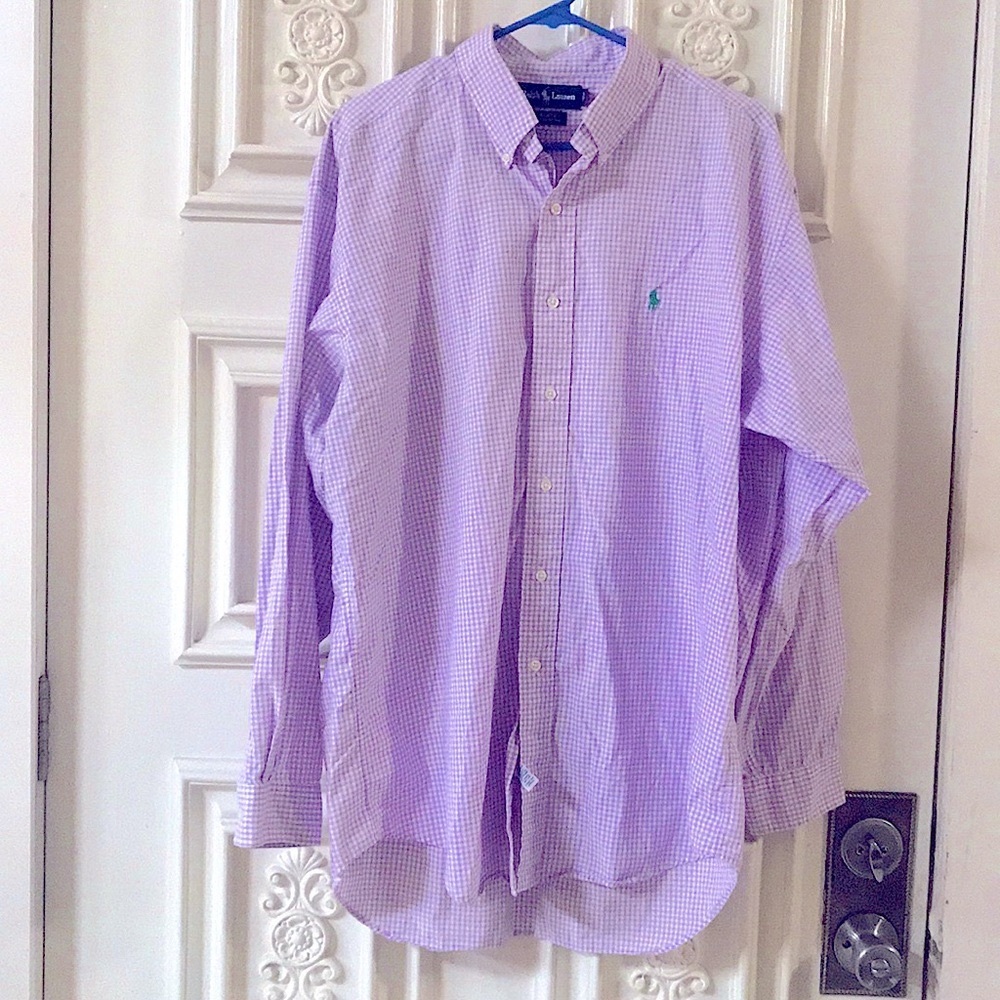 POLO RALPH LAUREN: Men's Classic-Fit Gingham Stretch Poplin Long-Sleeves Shirt - Picture 8 of 16
